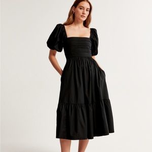 Abercrombie puff sleeve midi dress